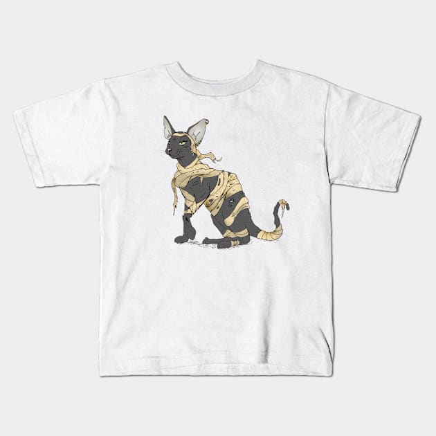 Egyptian Mummy Cat Kids T-Shirt by Perryology101